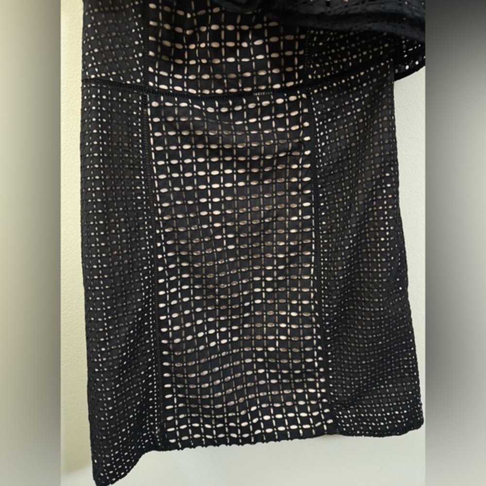 NWT J. Crew Collection‎ Black Eyelet Lace One Shoulder Ruffle Mini Dress - 12 - Picture 3 of 12